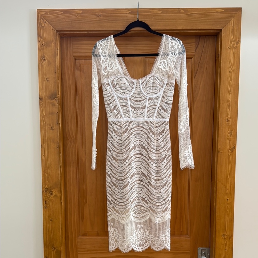 Jonathan Simkhai - Long Sleeve Lace Bustier Dress